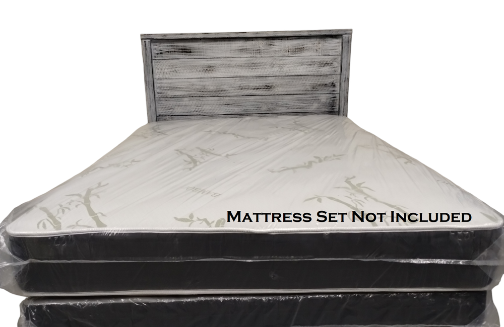 Queen Whitewash Distressed Handcrafted Solid Wood Headboard Made In US HBQWH