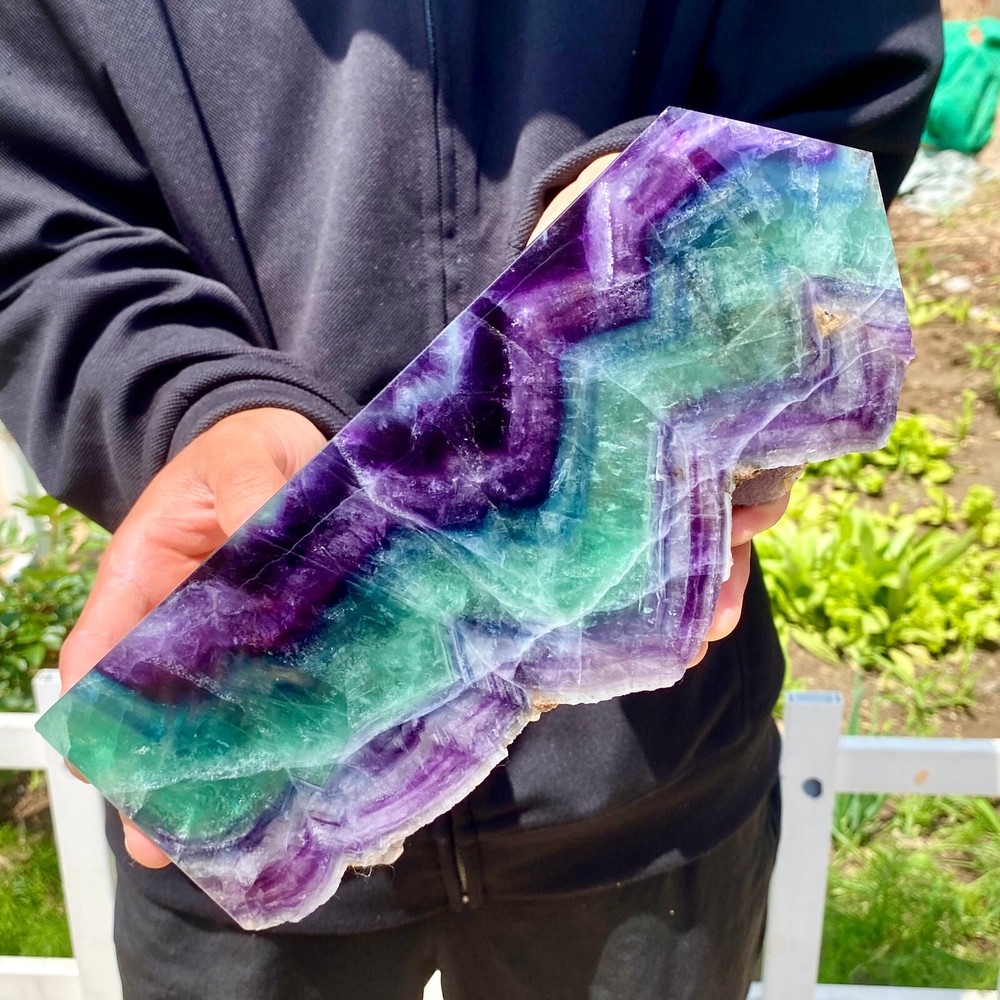 3LB Natural and unique colored fluorite square pointed quartz crystal sample