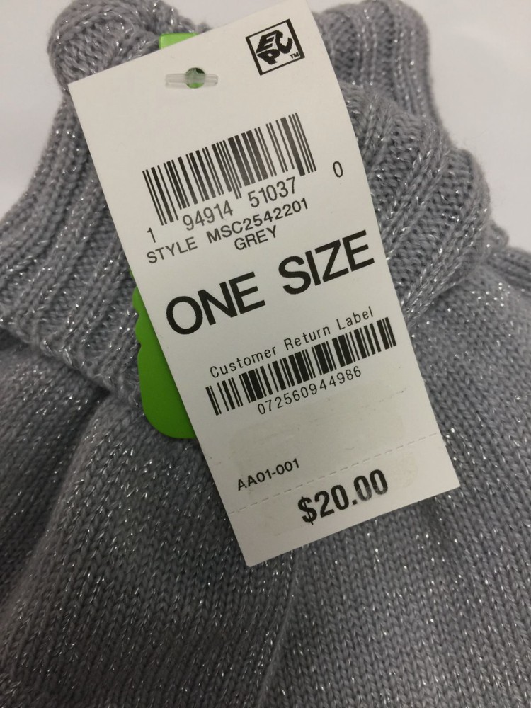 Style & Co Women's Gray Solid Shine Tech-Tip Gloves OS