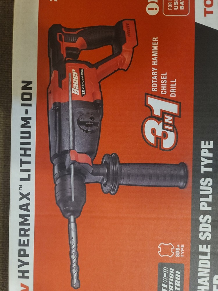 BAUER 20V Brushless 1" D-Handle SDS Plus Type Rotary Hammer TOOL ONLY (2241C-B)