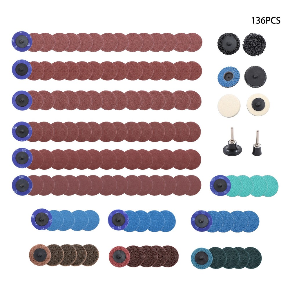 136 Pcs 2" Sanding Discs Die Grinder Quick Change Discs with 1/4" Roll Lock