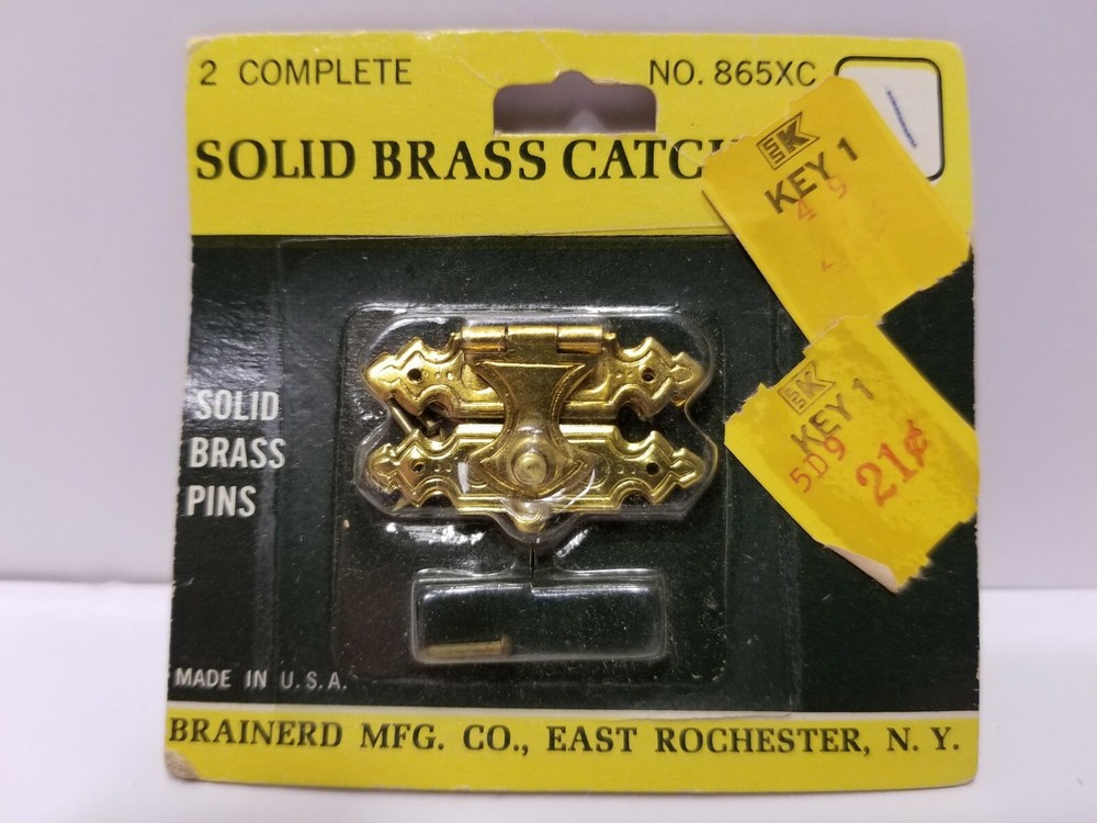 NOS. One Package Containing 2 Complete Solid Brass Catches. No. 865XC