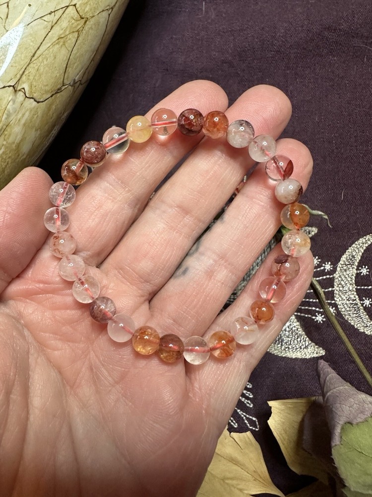 Fire Quartz Bead Bracelet, All Natural