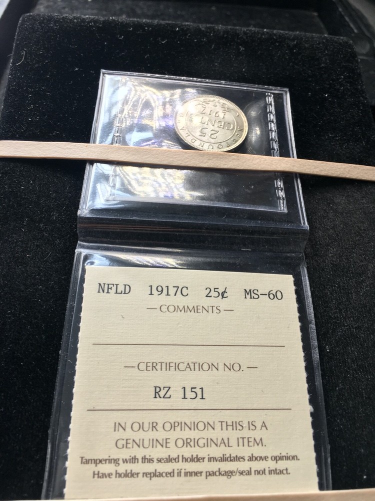 1917c ICCS Graded Newfoundland ¢25 Cent **MS-60**