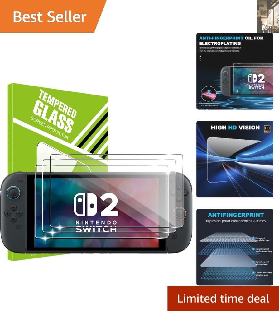 3-Pack Nintendo Switch Screen Protectors - Anti-Scratch Tempered Glass