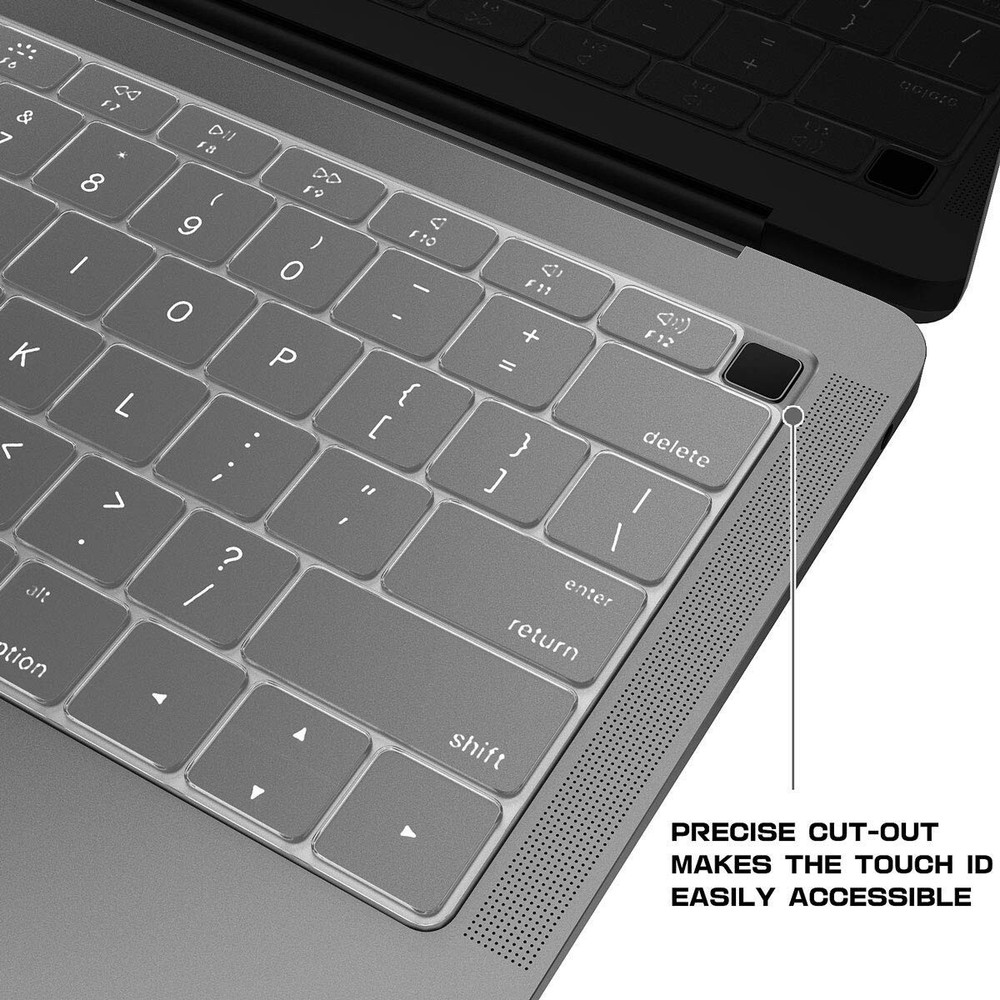 Thin Keyboard Cover Protector (2018+ MacBook Air 13" A1932), 2packs, Black+Clear