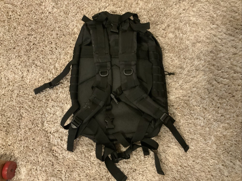 Military Tactical Black Backpack Pockets
