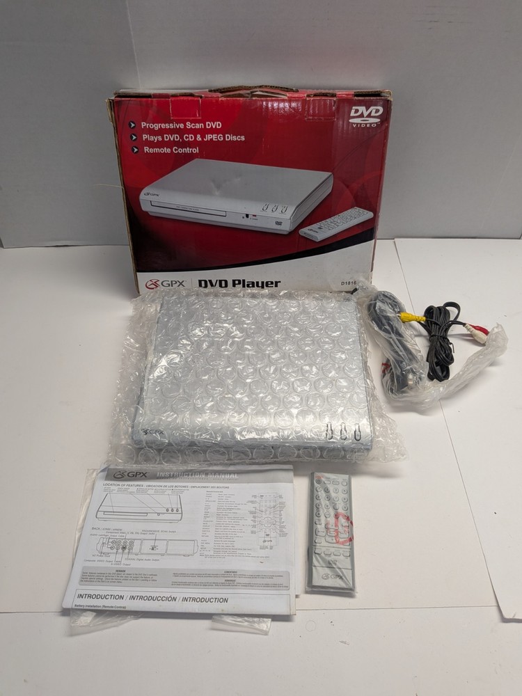 GPX D1816SIL Progressive Scan DVD Player Remote Manual Box Tested Silver