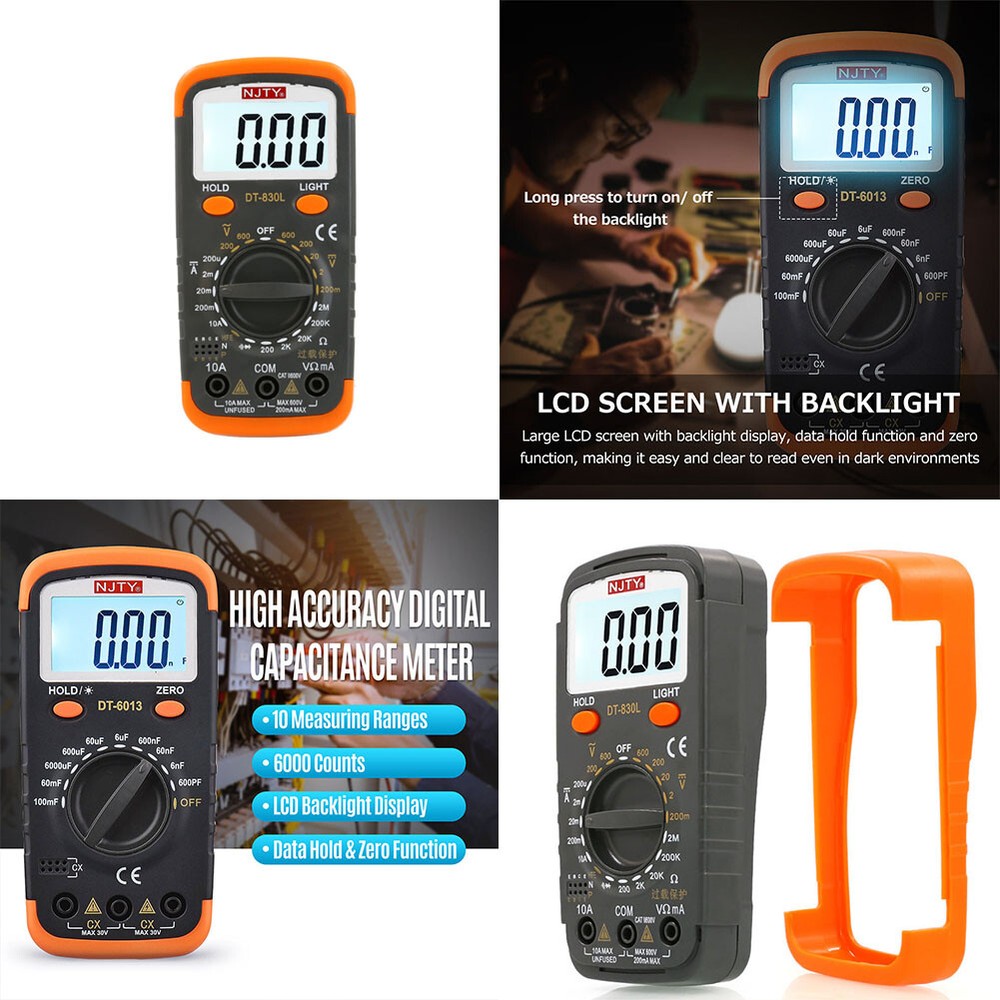 US 1-2 Pack Digital Capacitance Meter Capacitor Pro Tester LCD Backlight Display