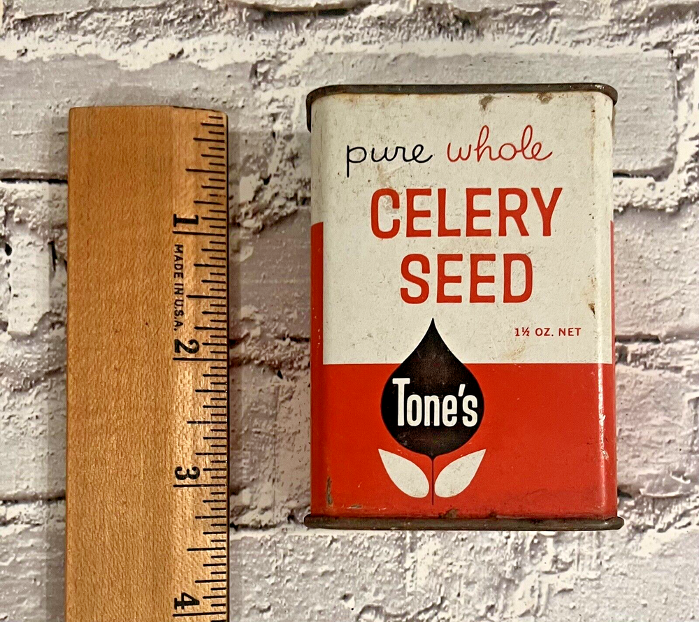 Vintage TONE'S Celery Seed Spice Tin 1 1/2 oz - Empty