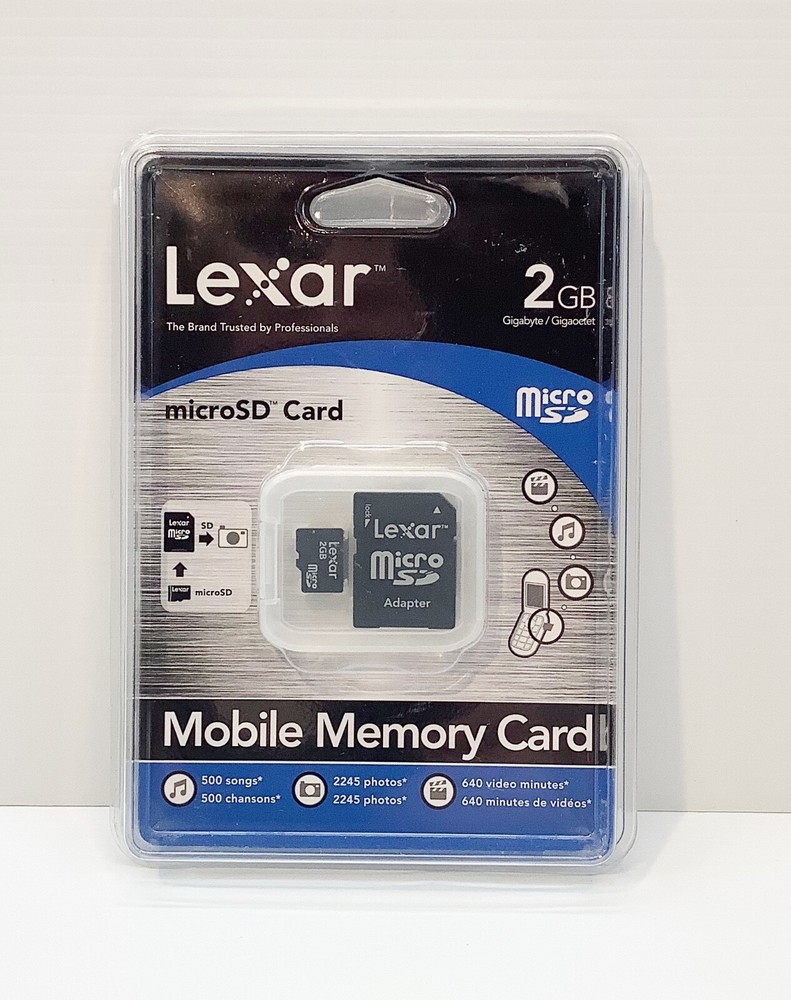 NEW Lexar 2GB MicroSD Mobile Memory Card Sealed Package SDMI2GB-695