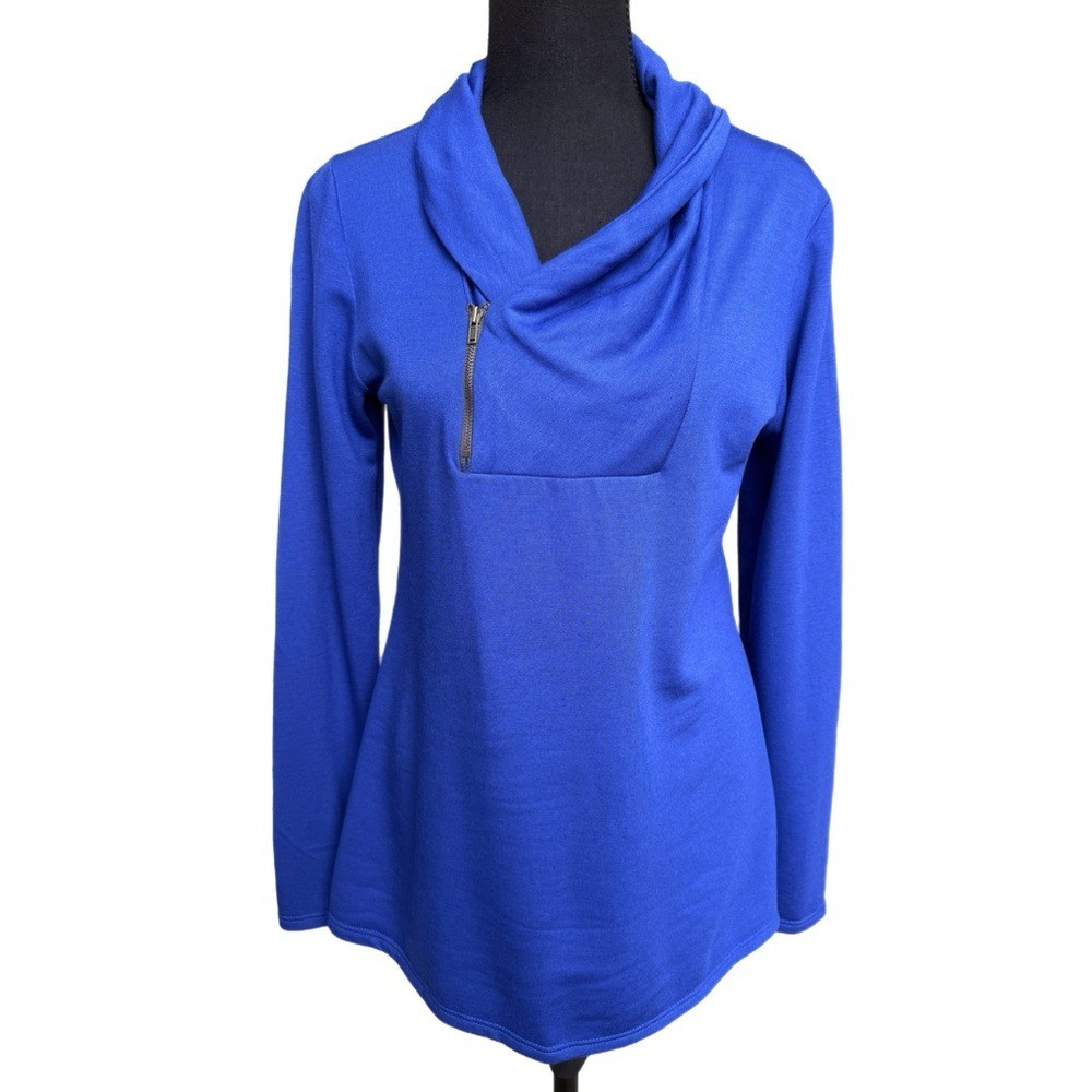 Royal Blue Zipper Pullover Top – Casual Quarter Zip M