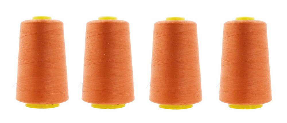 4 Pack Orange Serger Threads 40S/2 24000yds Polyester Cones Overlock