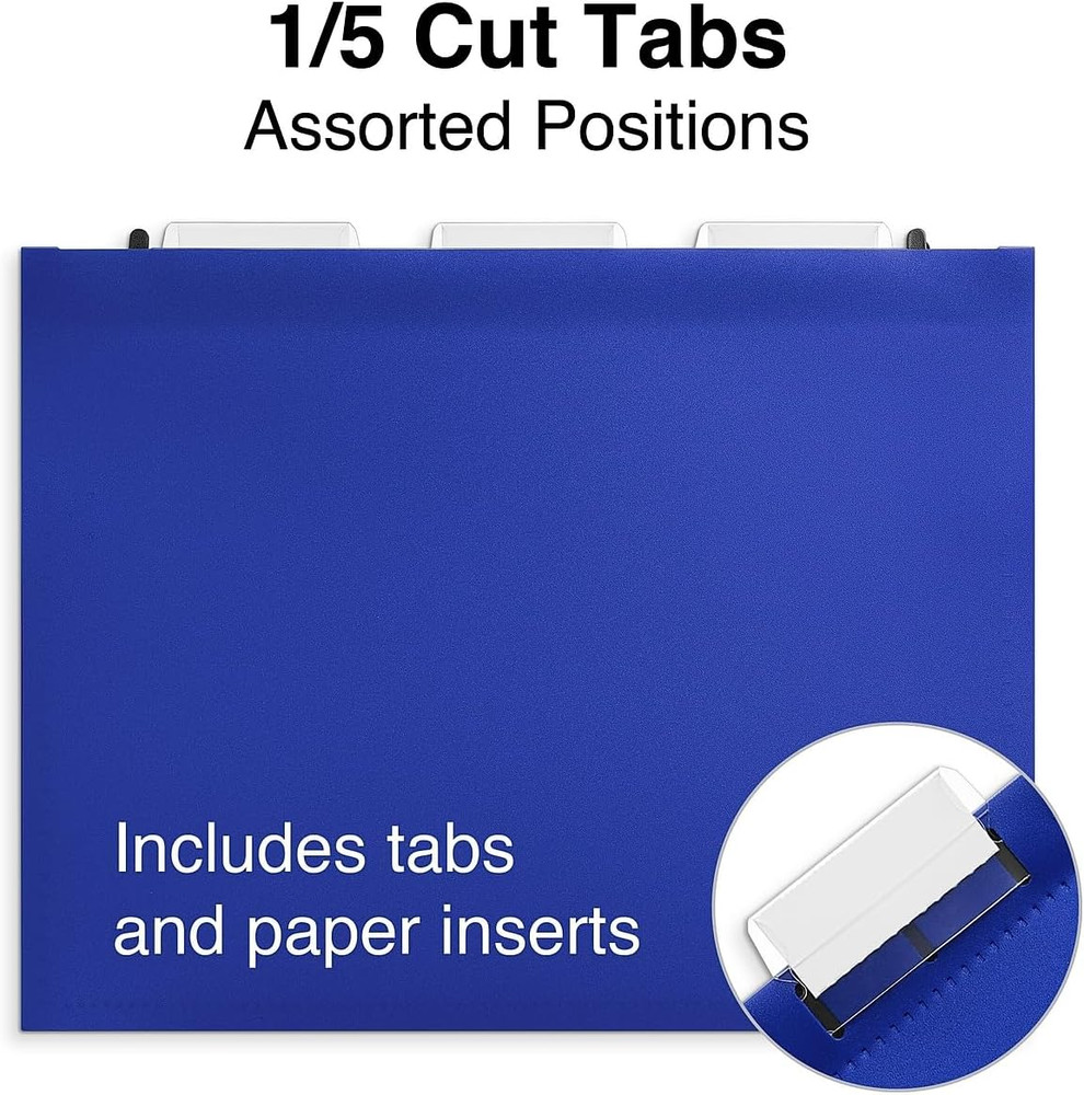 Poly Expanding Hanging File Pockets, Letter, Assorted, 5/Pack