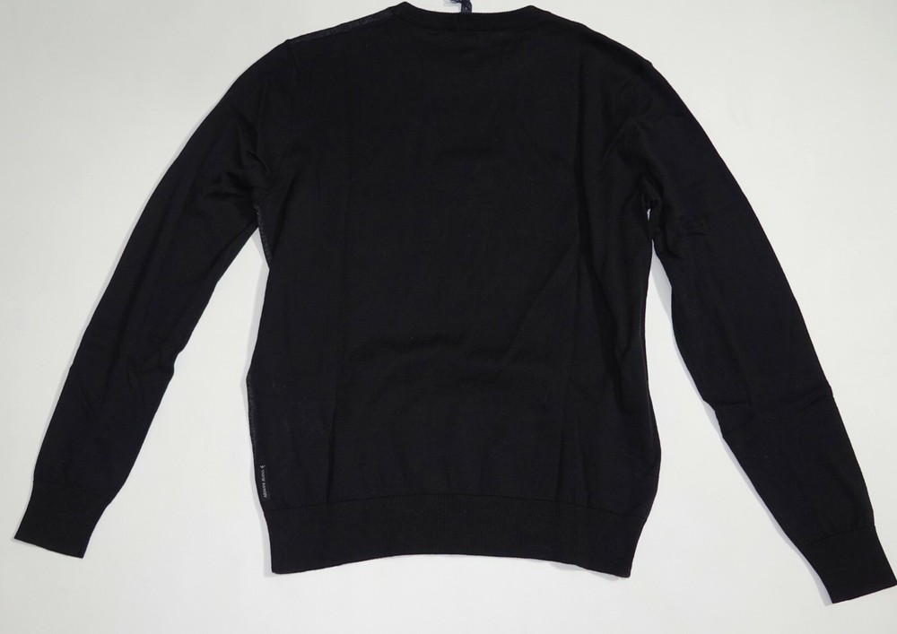 $140 NEW Armani Pullover in Black Size Small Regular Long Sleeve 100% Cotton
