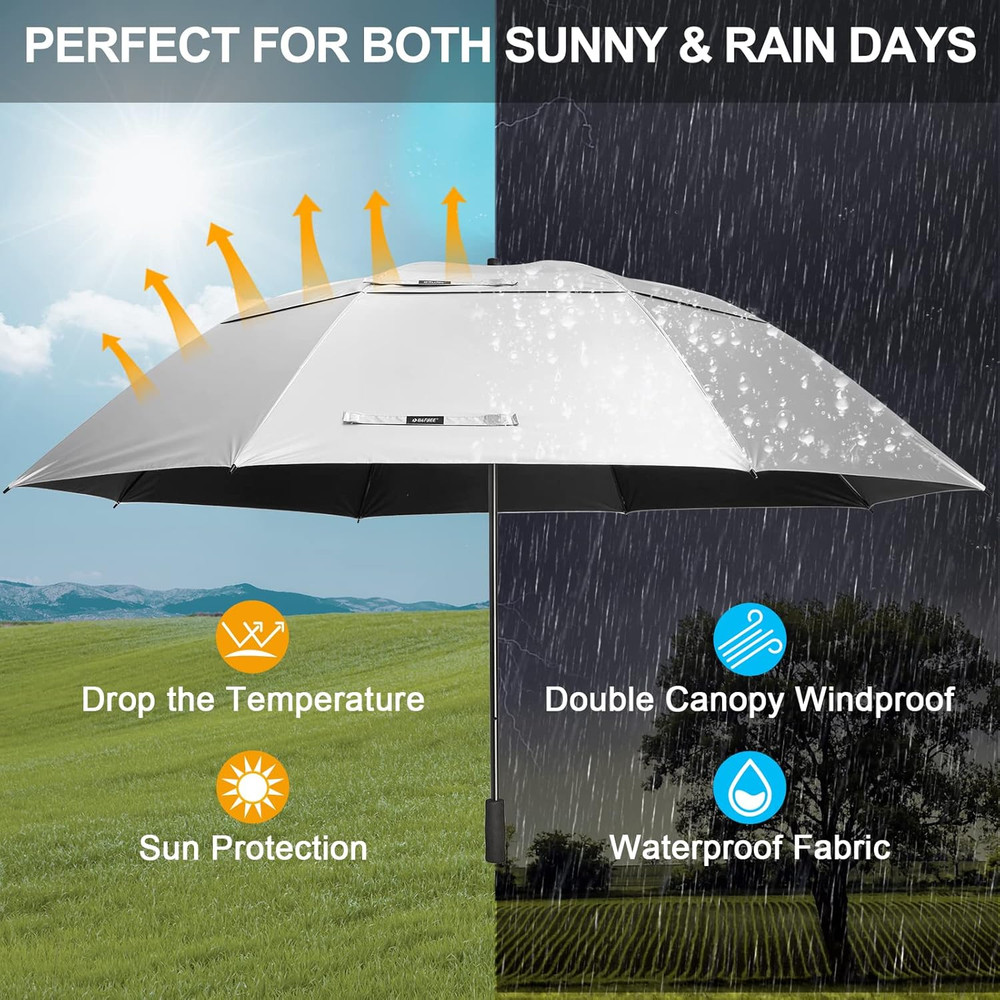 80 Inch Huge Large Oversize Golf Umbrella Double Canopy Vented Windproof Stick U