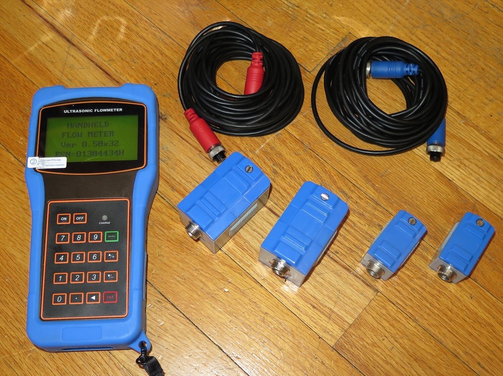 CAM-3000H Handheld Digital Ultrasonic Flowmeter w/Transducers & Accessories