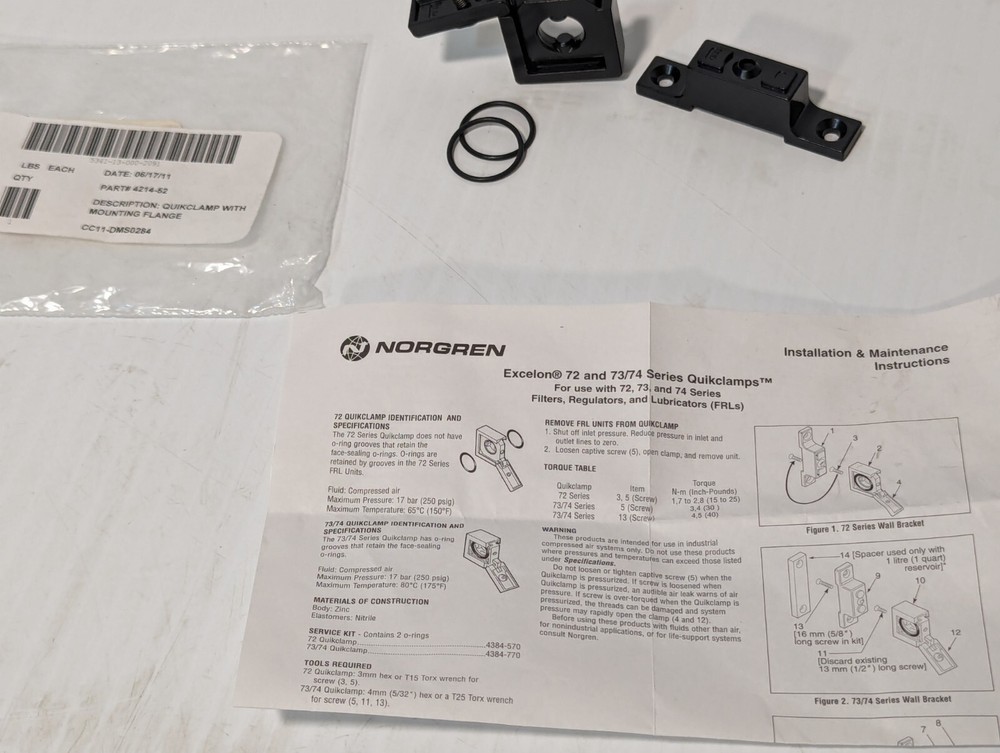 Norgren 4214-52 Quick Clamp With Mounting Flange