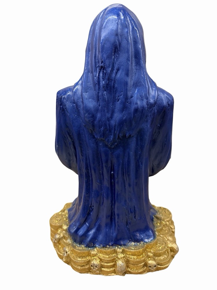 Santa Muerte Busto Perdón “ Azul- Curada” 14”