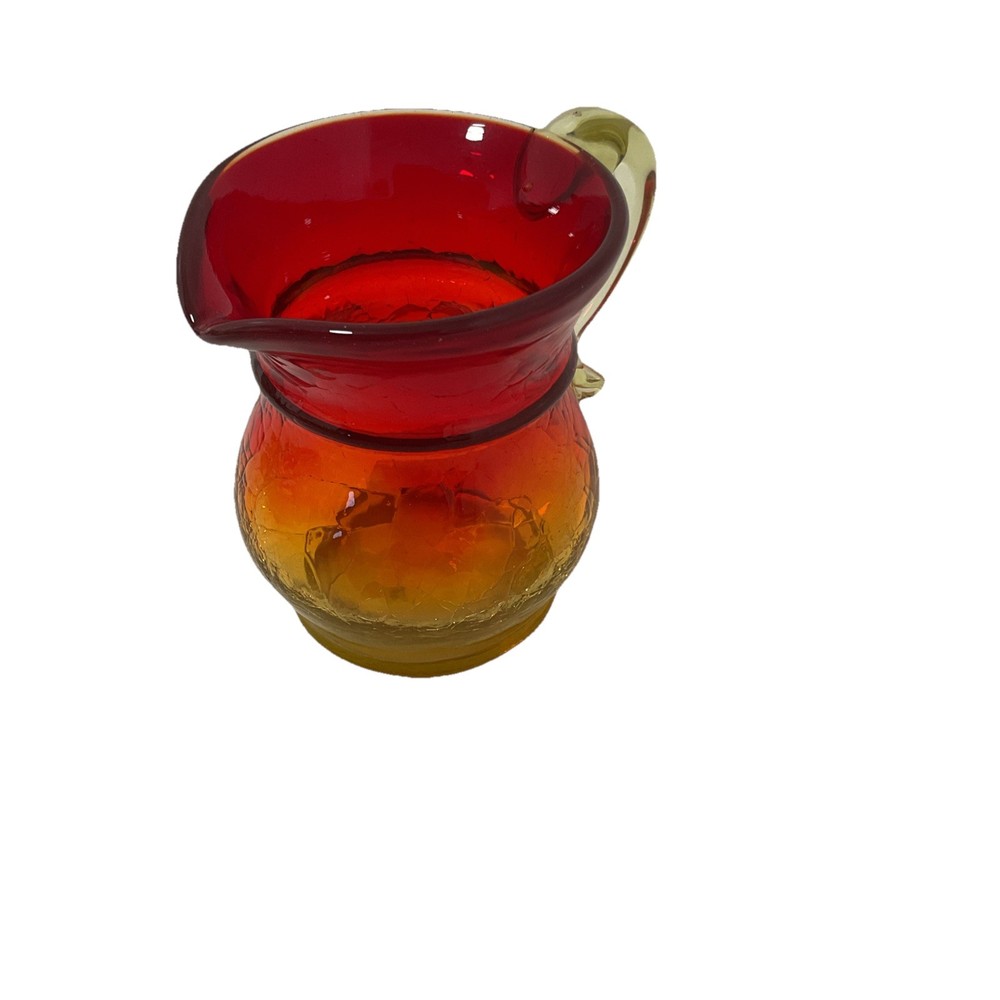 Amberina Crackle Glass Small Pitcher 3.5”