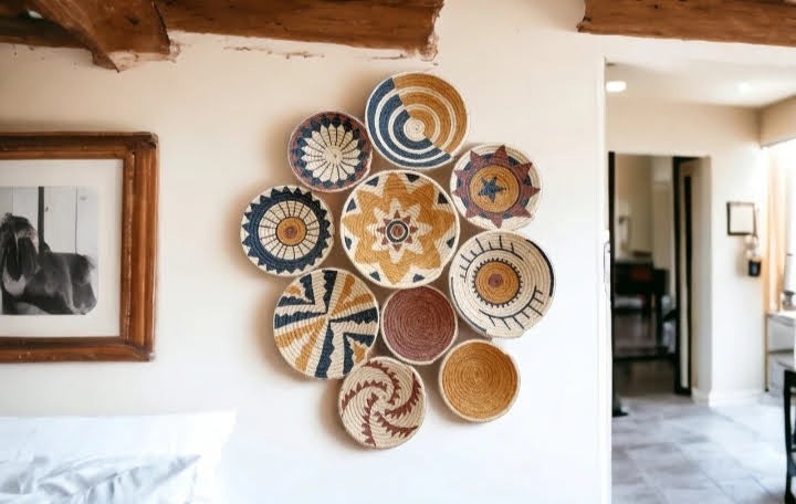 Natural Wicker Wall Decor Set – Handmade Boho Wall Baskets Bohemian Wall Decor