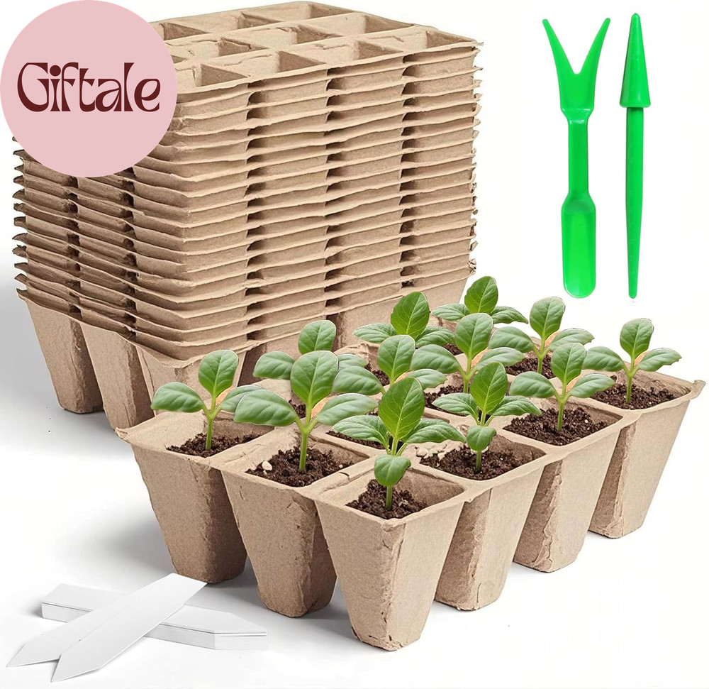 240 Cells Seed Thickened 12-Cell Peat Pots Seed Starter Kit - 20 Trays + Transpl