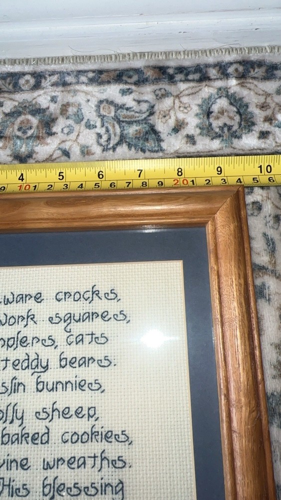Homespun Love Complete Cross Stitch Wall Hanging Framed Bear Cottage Core EUC