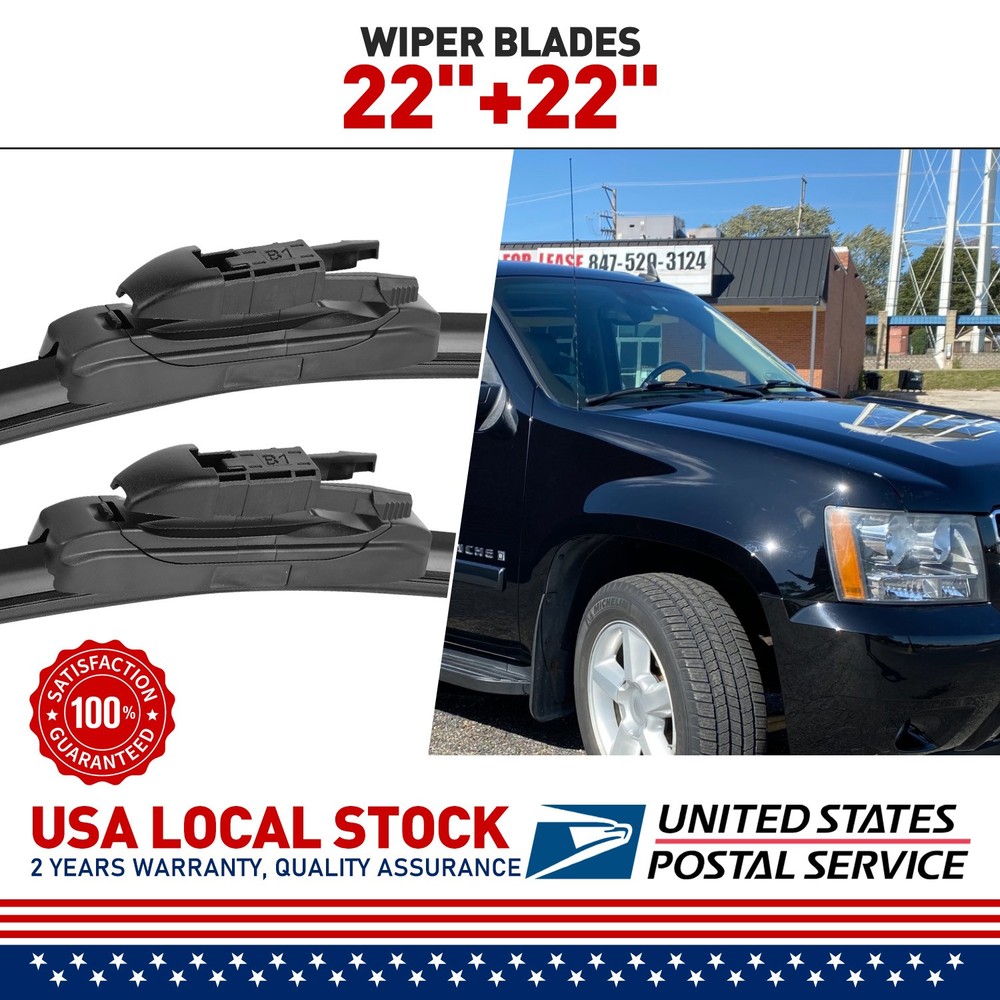 22"&22" Pair Bracketless Windshield Wiper Blades For Chevy Silverado 1500 07-13