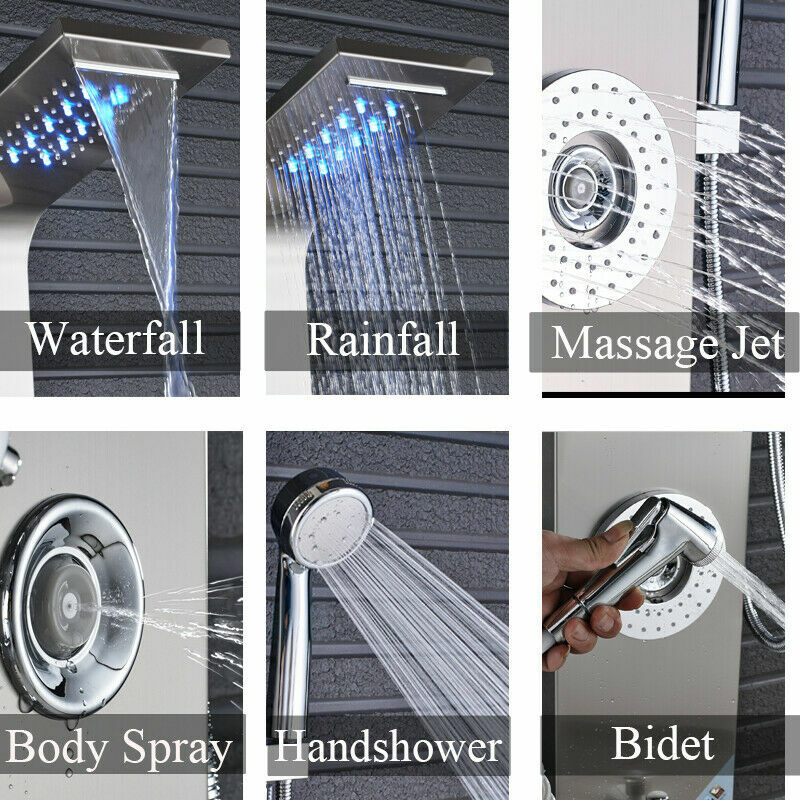 ELLO&ALLO Rainfall Waterfall Shower Panel Tower Rain Massage System Body Spa Jet