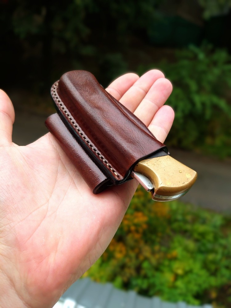 Horizontal scabard leather sheath for buck 110 Folding Hunter