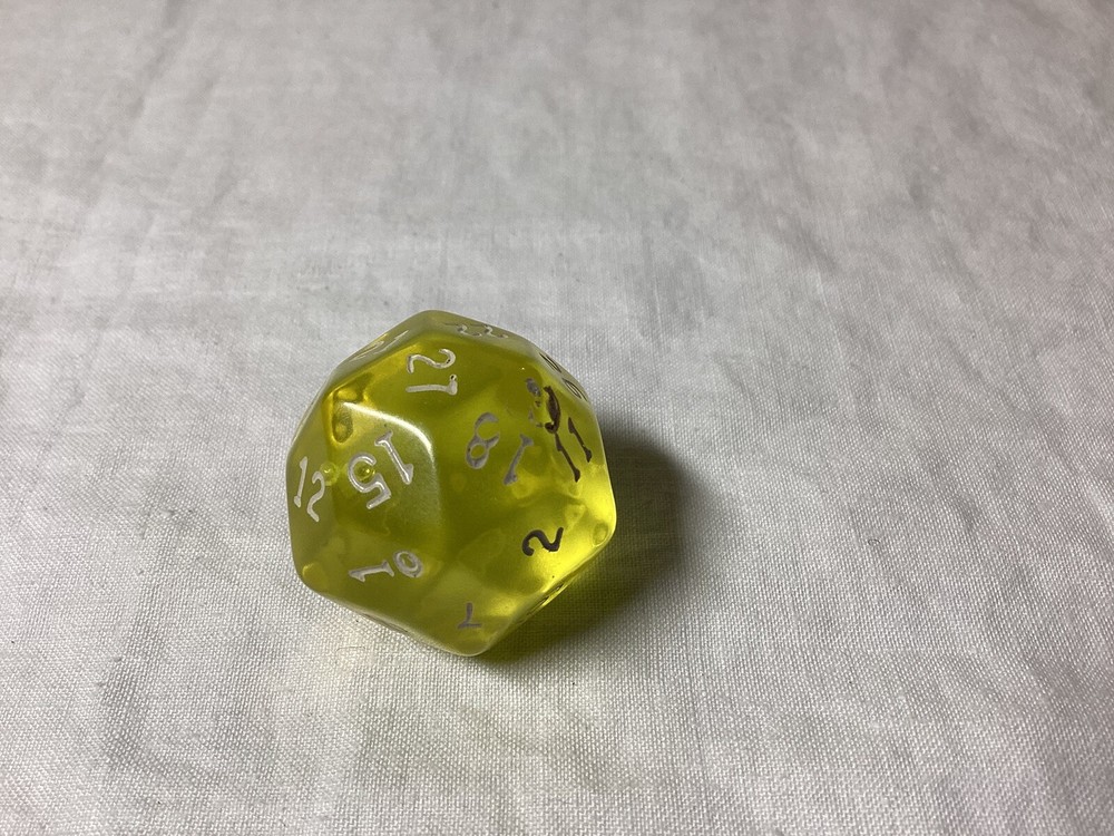 Vintage The Armory D30 Translucent Yellow Dice