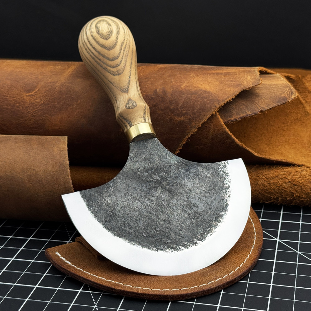 Leather Half Moon Knife. Razor Sharp Blade. Head Knife. Leatherworking Tool.