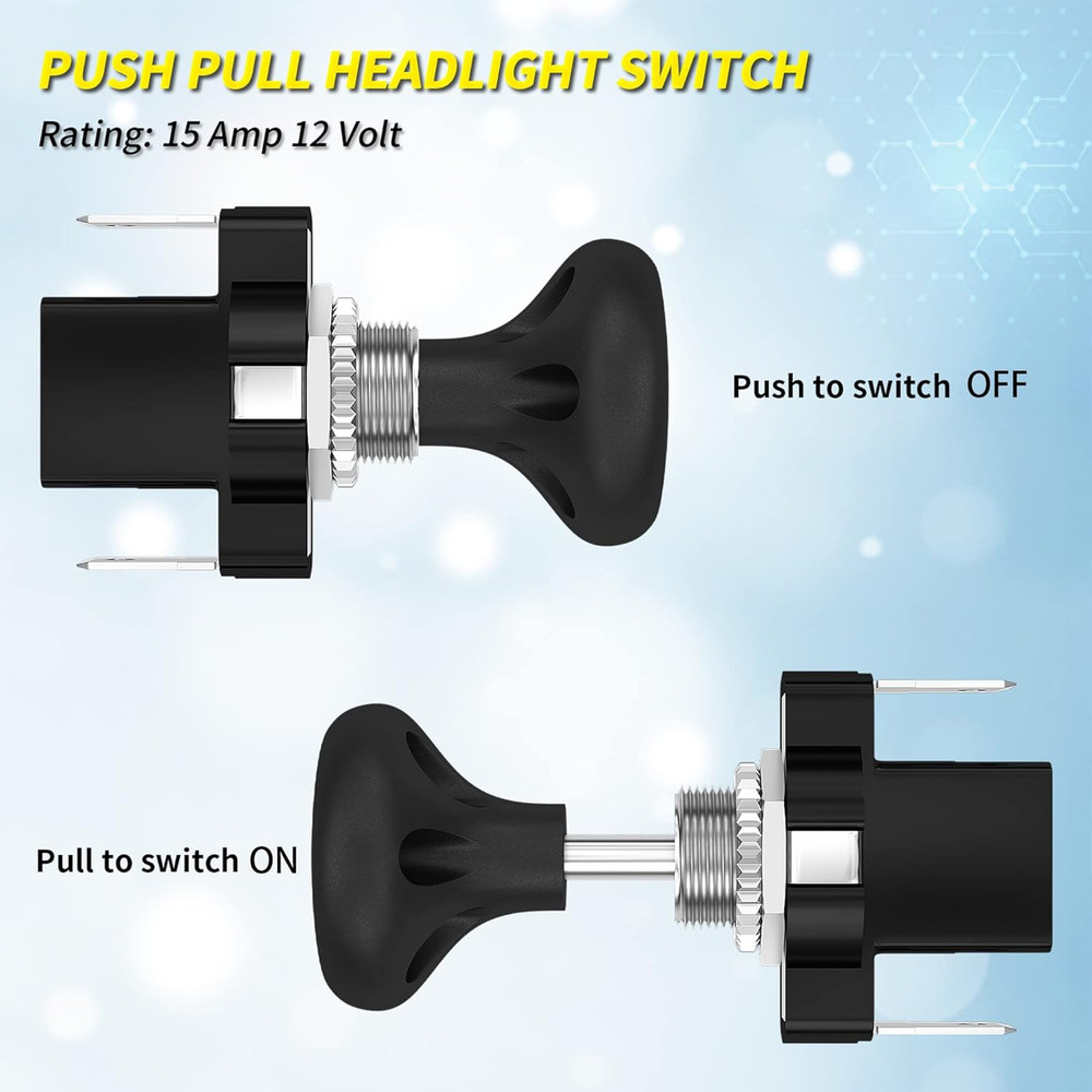 Golf Cart Headlight Switch Push Pull Type 12 Volt Universal Light Switch Button