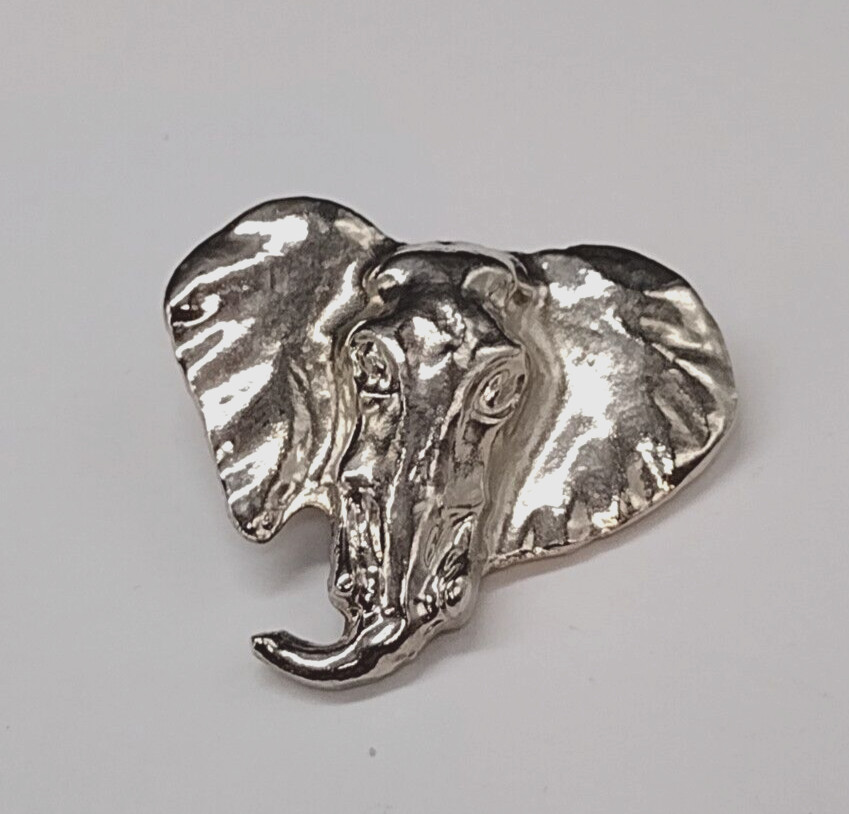 Silvertone Elephant Head Lapel Pin