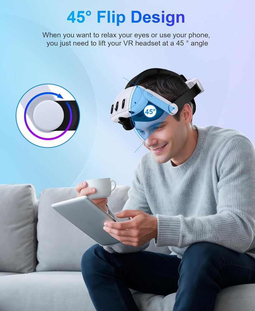 Headstrap for Quest 3 / Quest 3S/ Quest 2 Comfort Head Strap Adjustable VR Strap