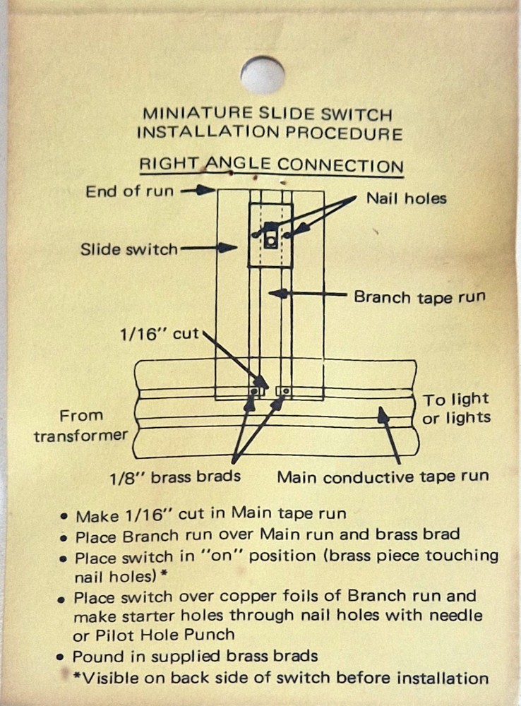 1/12th scale Dolls house WORKING Slide switch