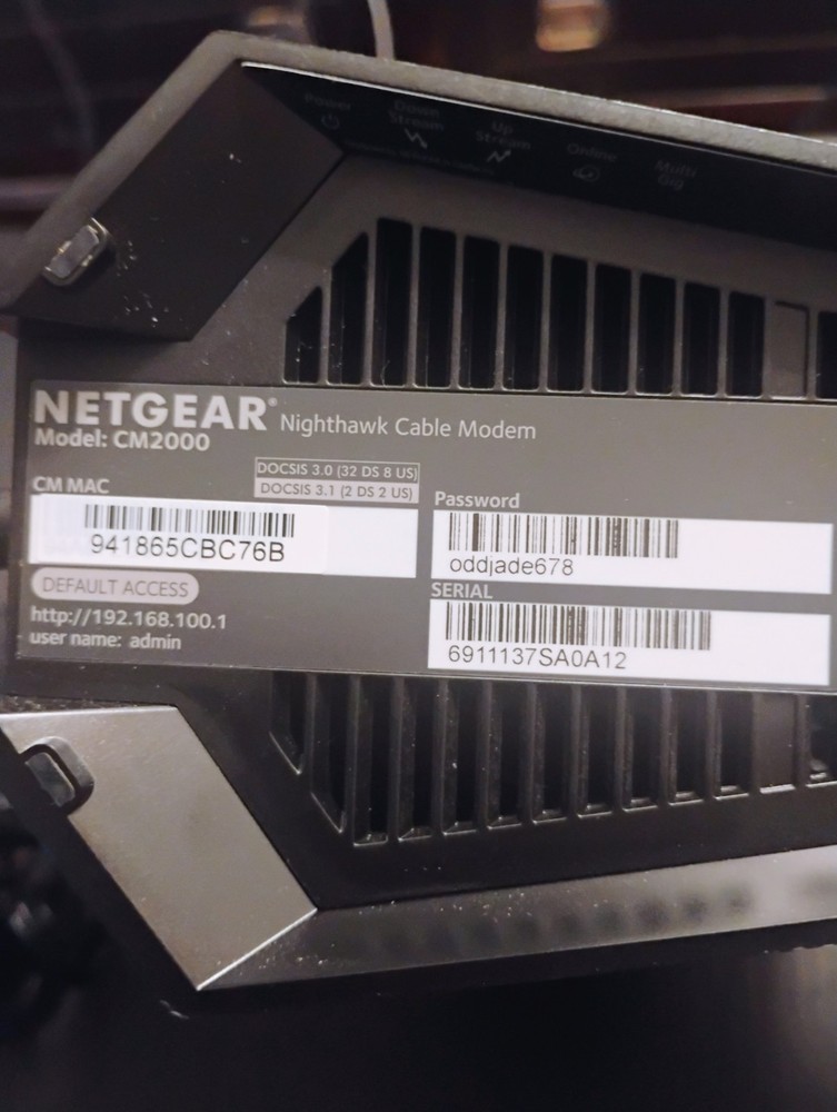 NETGEAR CM2000 Nighthawk DOCSIS 3.1 - 2.5 Gbps Internet Speed Cable Modem
