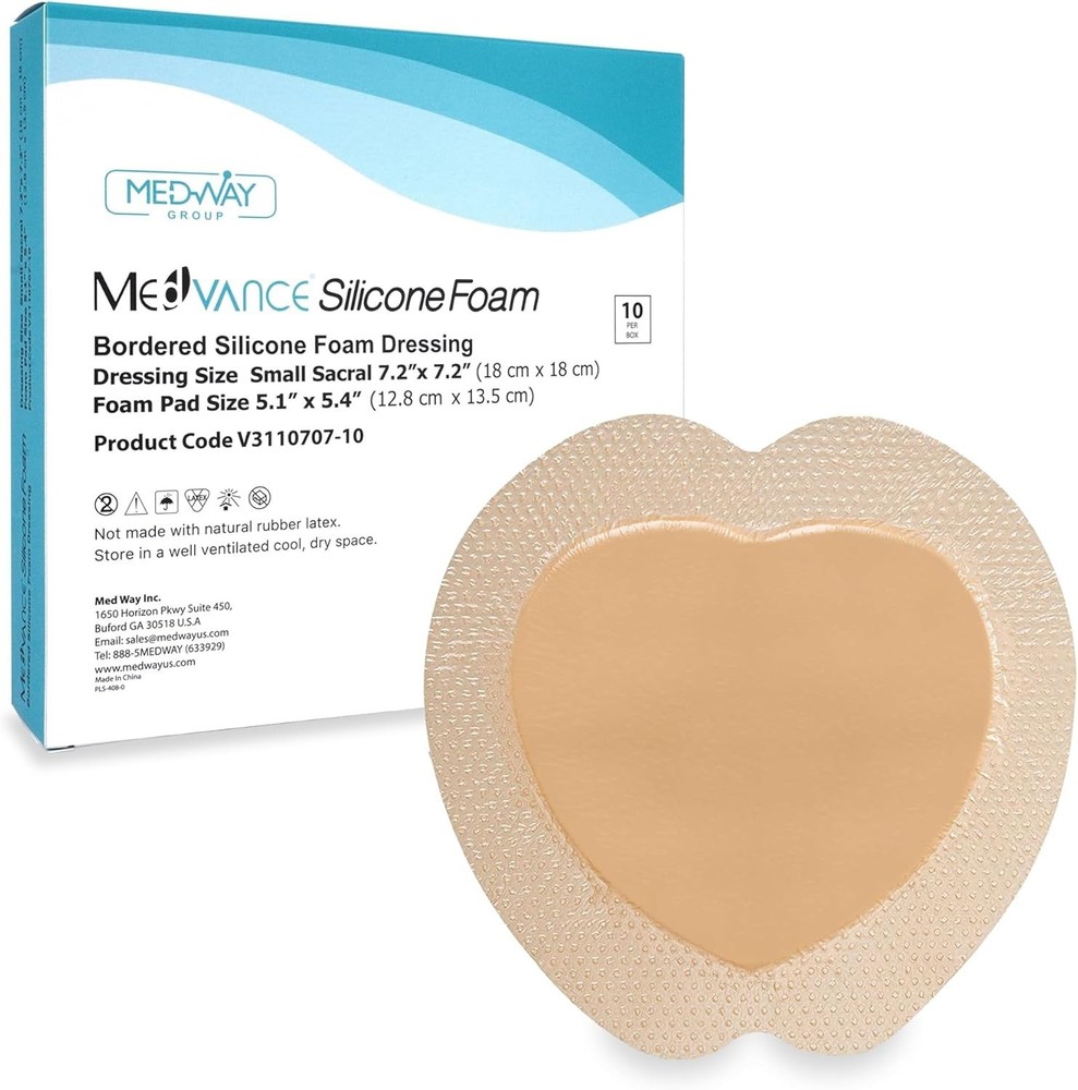 TM Silicone - Sacral Bordered Silicone Adhesive Foam Wound Dressing, Bed Sore...