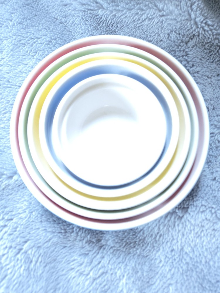 Tasty Multicolor Ceramic Mixing Bowl Set 5pc Nesting Microwave Dishwasher Safe
