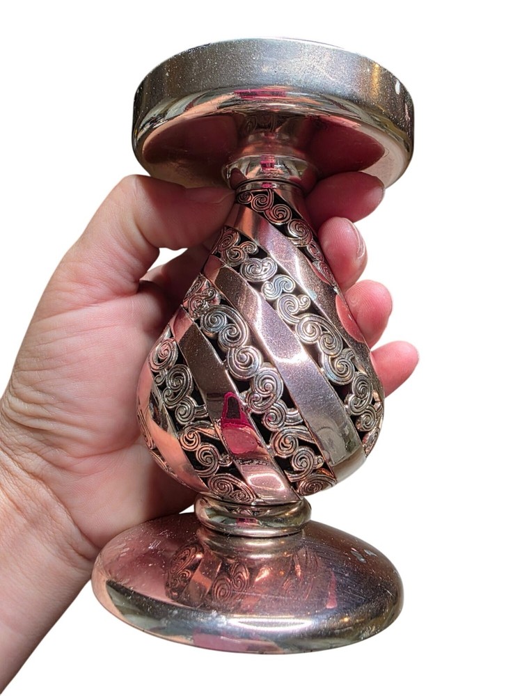 ONE BRIGHTON 5" CANDLE STICK SILVER CANDLESTICK SCROLL DESIGN SILVER PLATED 83A