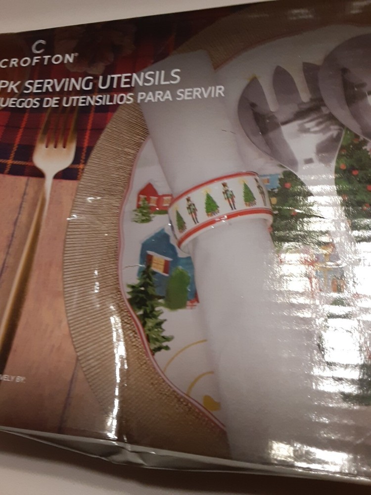 Crofton 2pk Fork & Spoon Serving Utensils Stainless Steel Nutcracker Handle New