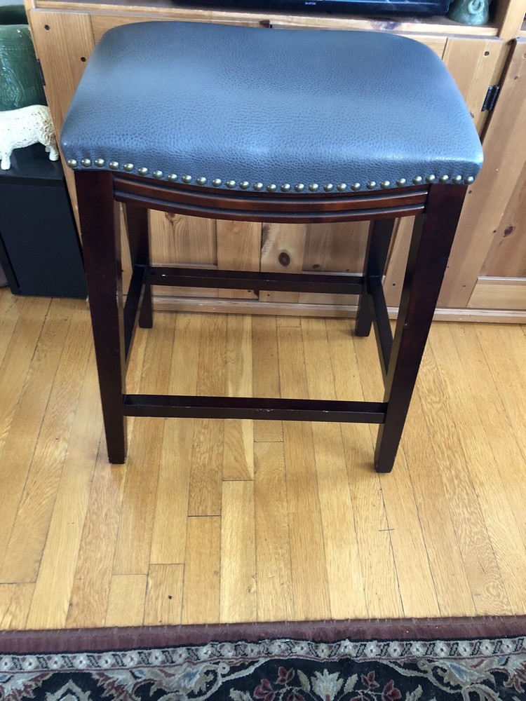Grey Faux Leather Bar Pub Stool