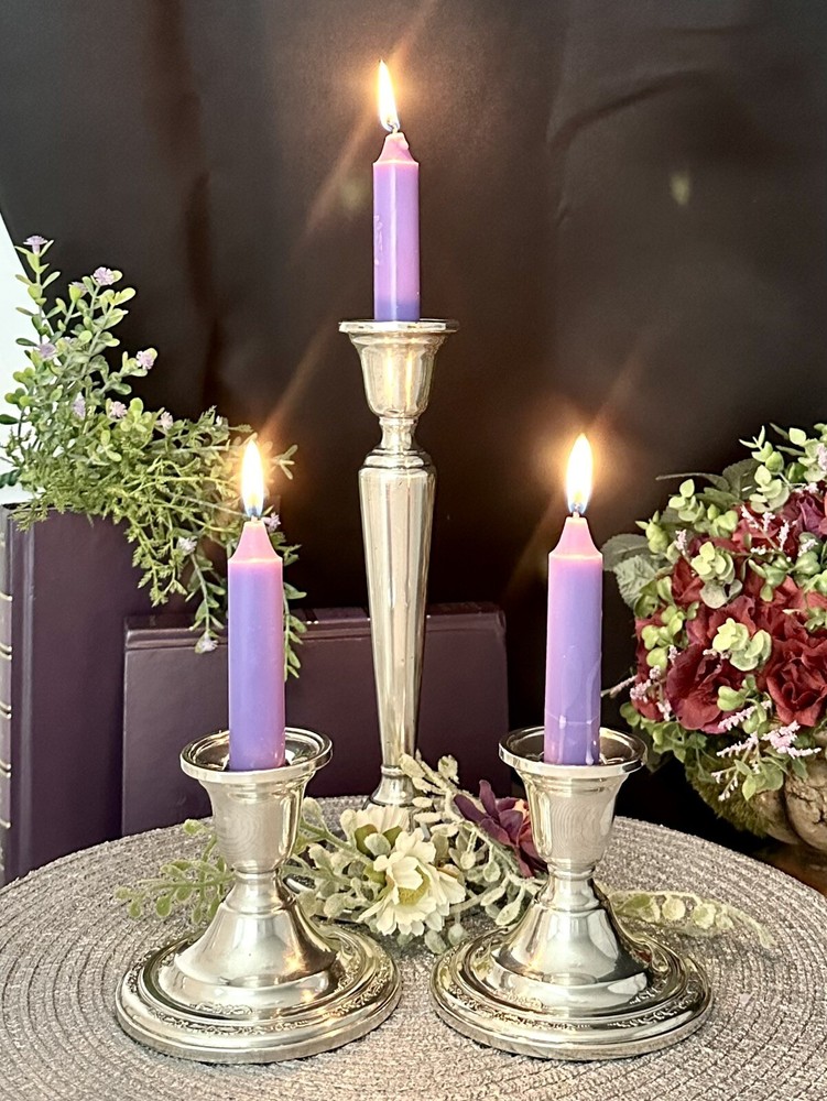 Courtship Sterling Silver Candlesticks International Sterling Console Candle - 2