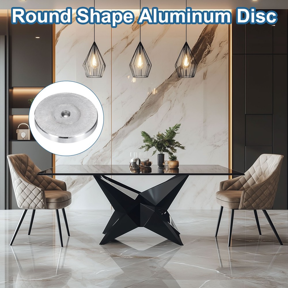 4pcs M8 Thread 50mm Diameter Round Shape Aluminum Disc Hardware, Silver