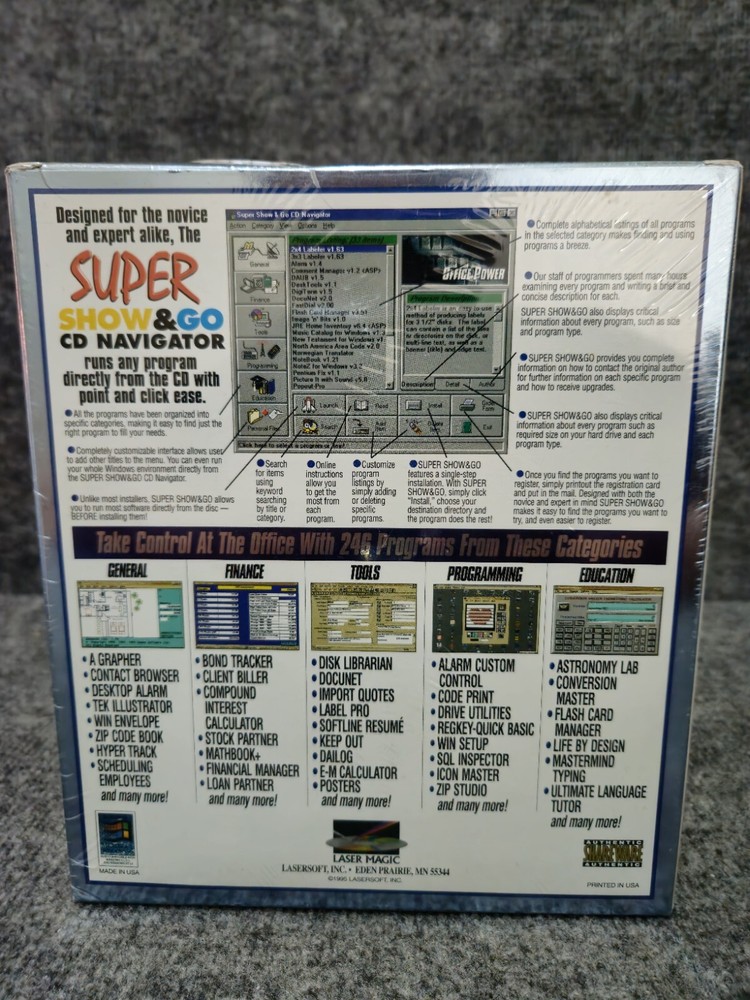 Vintage 1995 Laser Magic POWER OFFICE CD ROM Software Windows