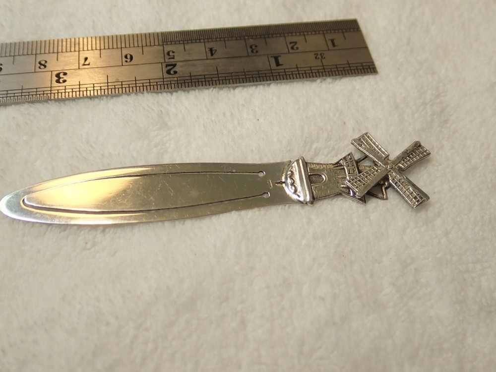 Dutch solid silver or sterling windmill book mark