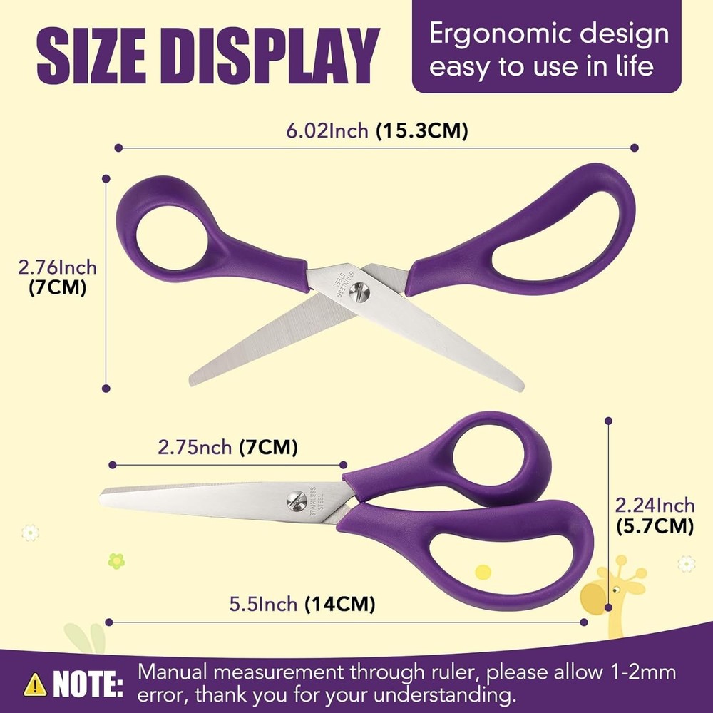 12Pack 5.5" Safety Small School Kids Student Round Blunt Tip Craft Scissors Bulk