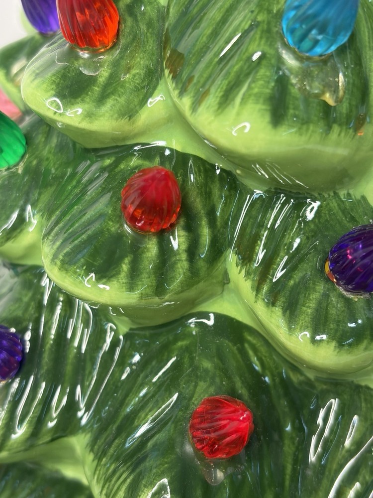 11.5” Ceramic Tabletop Christmas Tree With Star 15” Mint