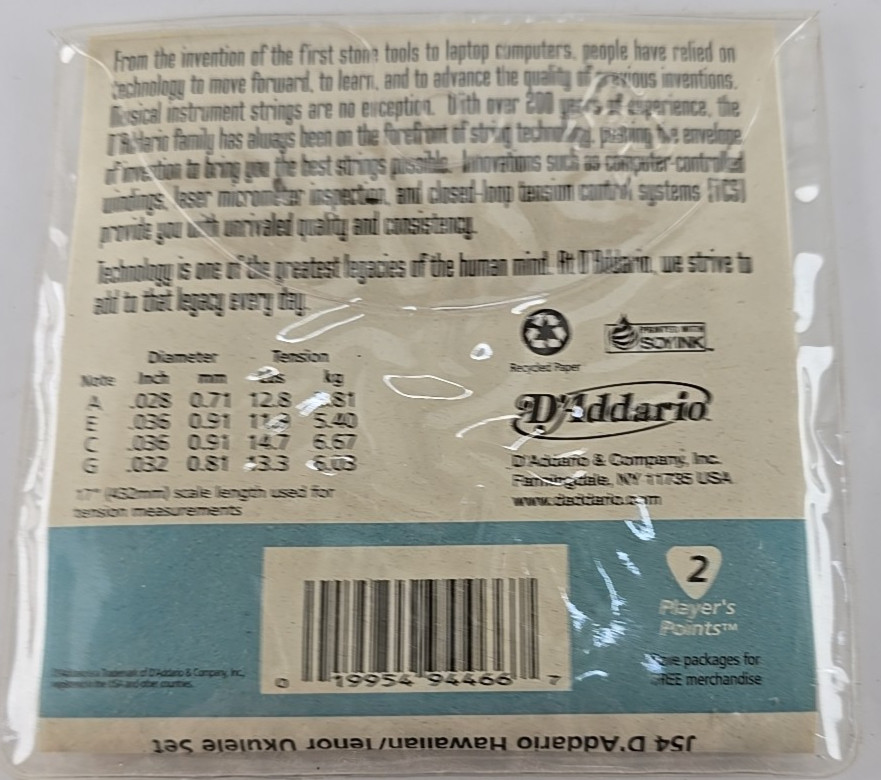 D'Addario Ukulele Strings--J54 Black Nylon
