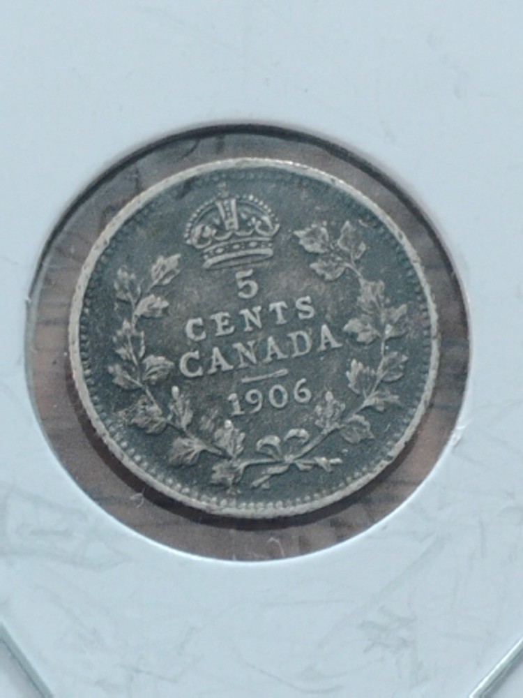 1906 Canada 5 Cent .925 Sterling Silver Coin